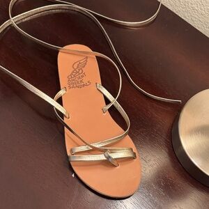 Ancient Greek Sandals Metallic Gold Wrap Sandals